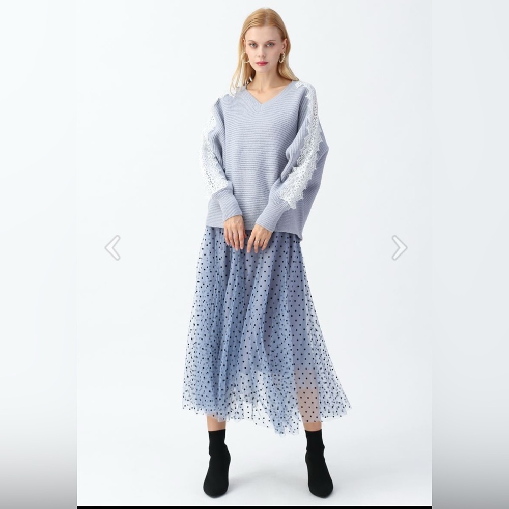 Chicwish Blue Polka Dot Skirt sz-s